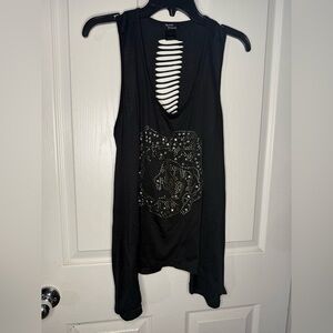 Chic Black Tank Top with Studded Design